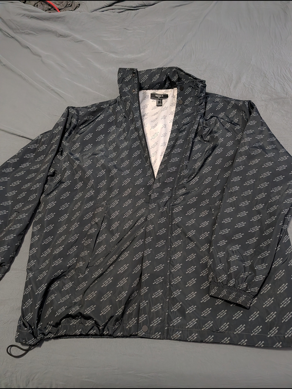 Men's Black All-Over Print Windbreaker Jacket Forever 21